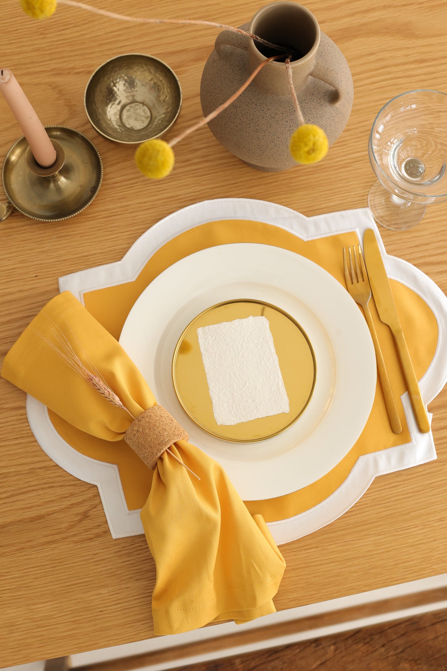 2'li Set Sarı Geometrik Amerikan Servis