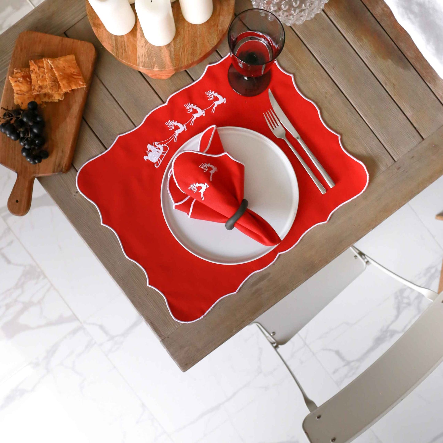 2'li Set Kızak İşlemeli Pamuk Amerikan Servis