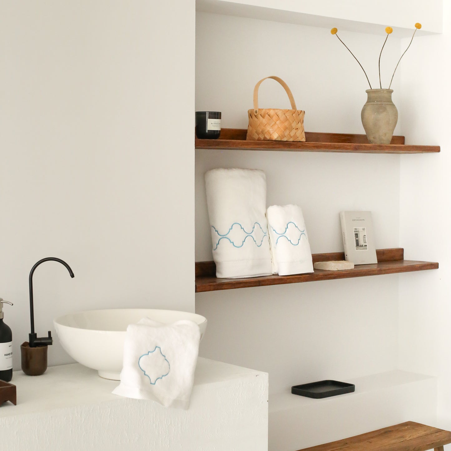 Turkuaz Baklava Model Pamuk Yüz Havlusu